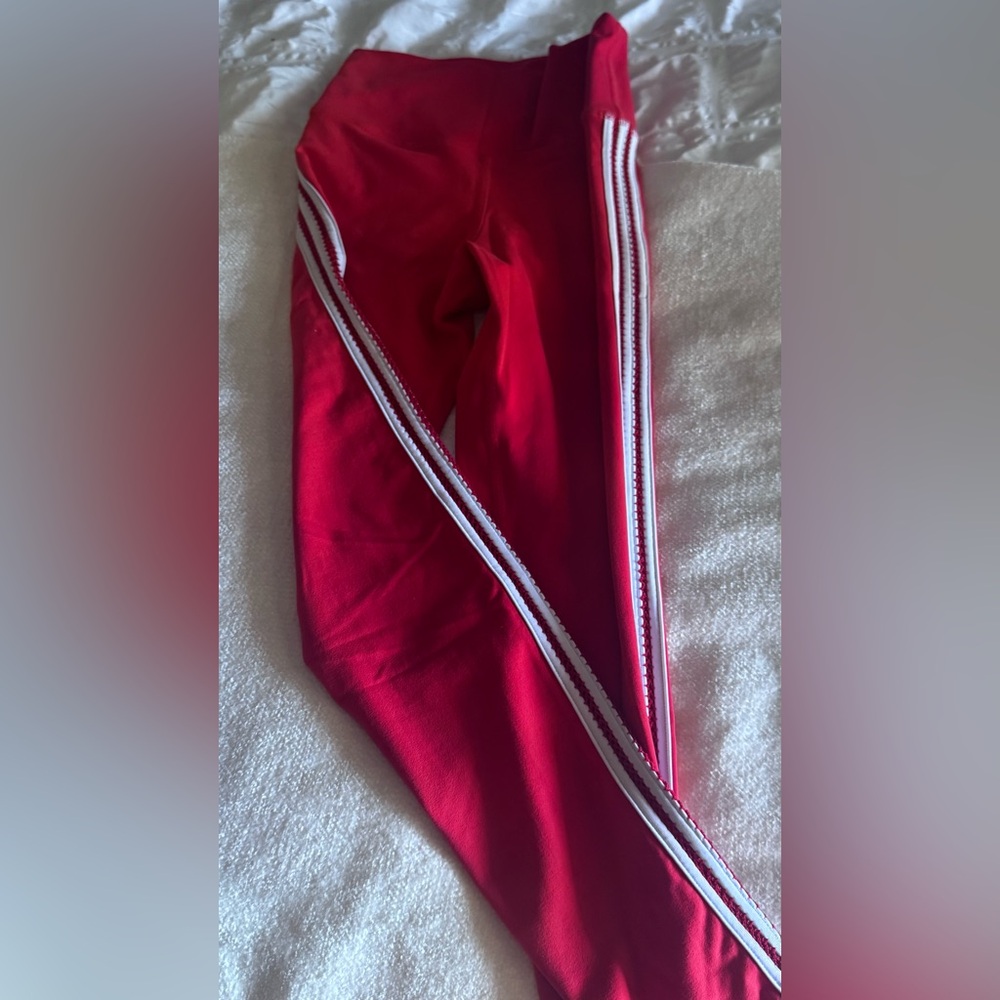 925fit Red Leggings with White Stripes